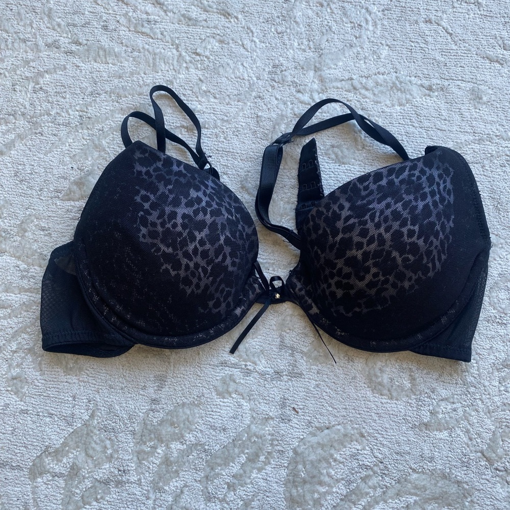 Leopard Print Black Bra Size 32B